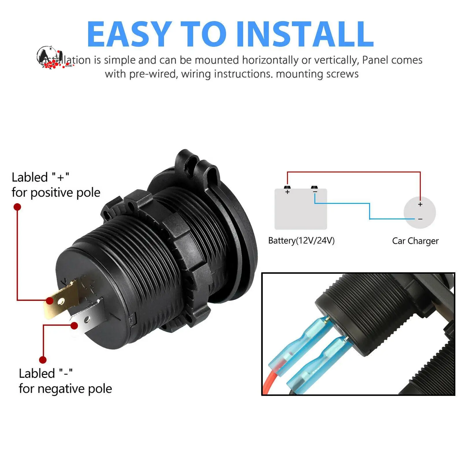 

A10E-12-24V 4 Gang Toggle Blue LED Rocker Switch Panel Circuit Breaker Waterproof For Car Marine Boat