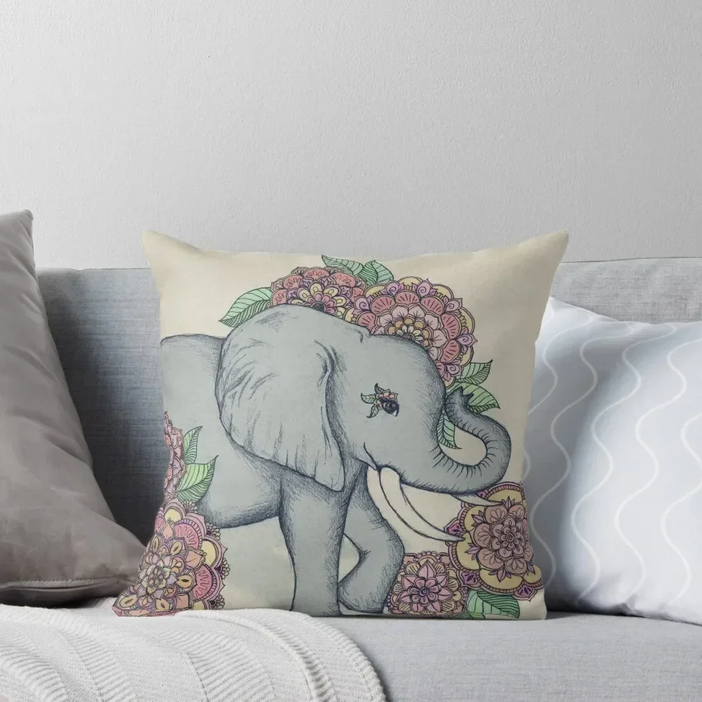 

Little Elephant in soft vintage pastels Throw Pillow Luxury Sofa Cushions Cushion Child pillow pillowcase pillow