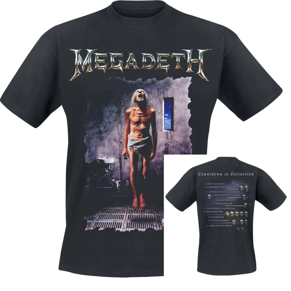 Countdown To Extinction Screaming Old Man Megadeth Band T-Shirt Cotton Graphic Tee Men Women Summer Streetwear