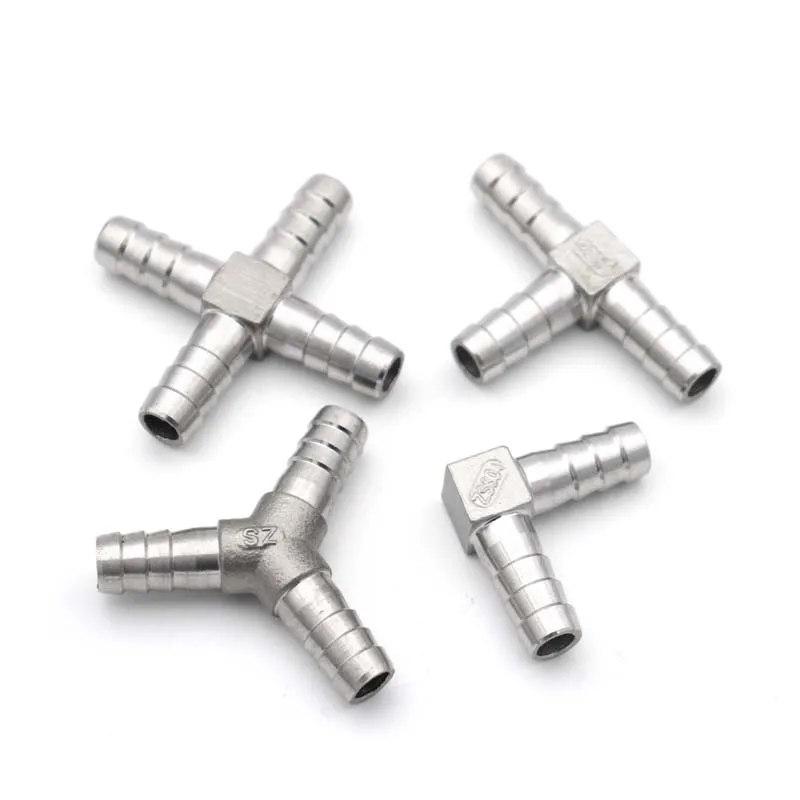 304 stainless steel pipe fittings,T L Y Type Cross Three Way6mm, 8mm, 10mm, 12mm, 13mm-25mmPipe Fitting Connector Hose Tail Barb