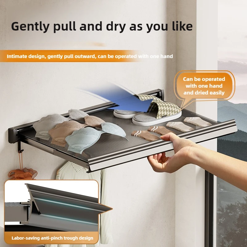 Storage Shelves Above The Washing Machine in The Bathroom Invisible Folding Bathroom Shelf Telescopic Balcony Sock Drying Rack