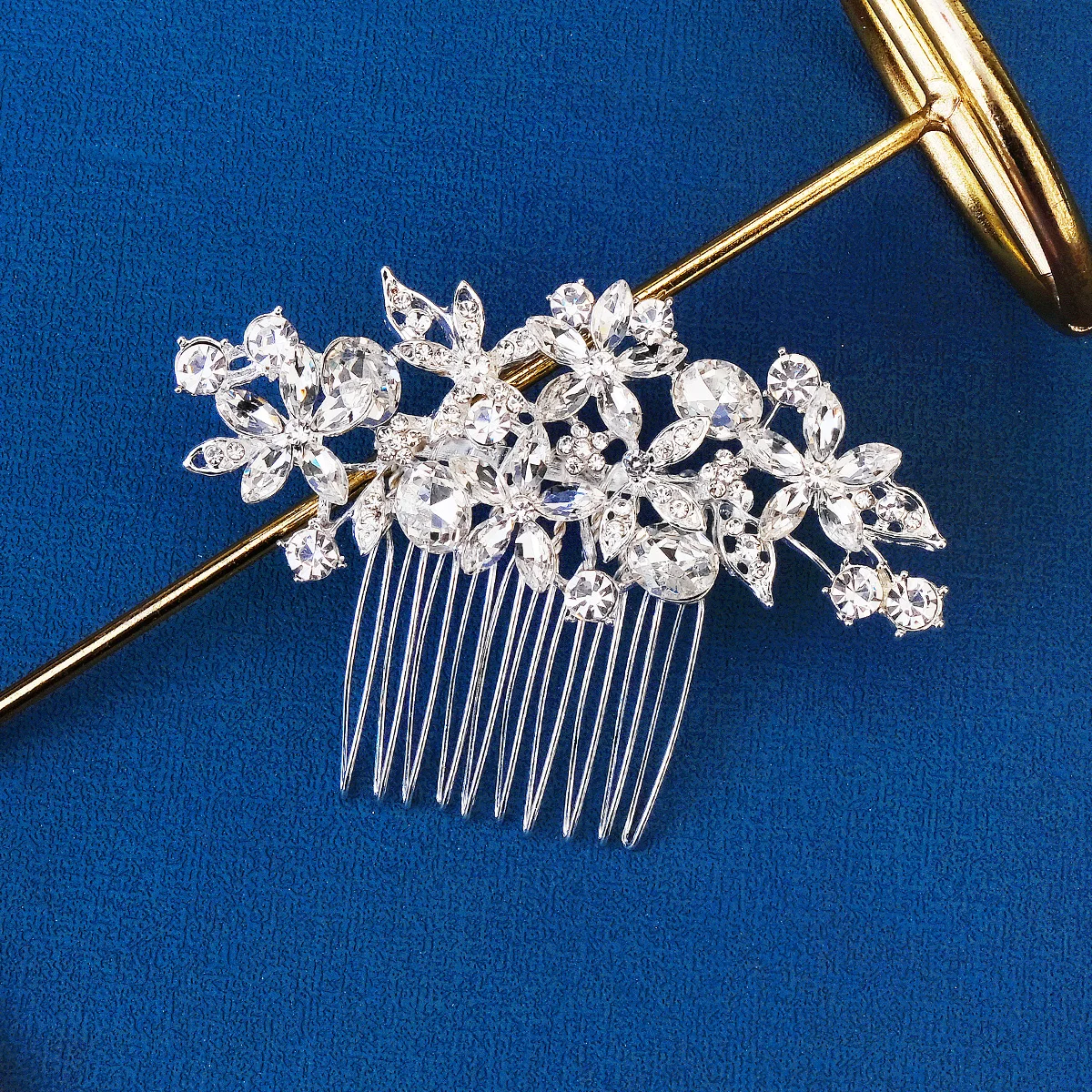 Pettine per capelli floreale con strass in lega di moda accessori per capelli da sposa fermagli per capelli forcina per gioielli da sposa da donna