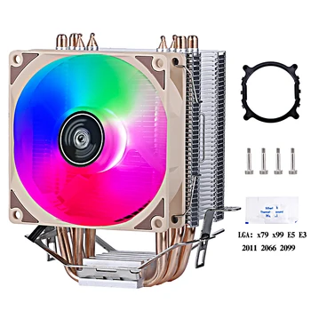 CPU 냉각 선풍기 효율적인 쿨러, 4 히트 파이프 라디에이터 PC 공랭식, LGA2011 설치에 적합, 2066x79x99 2099 e5 e3 AMD