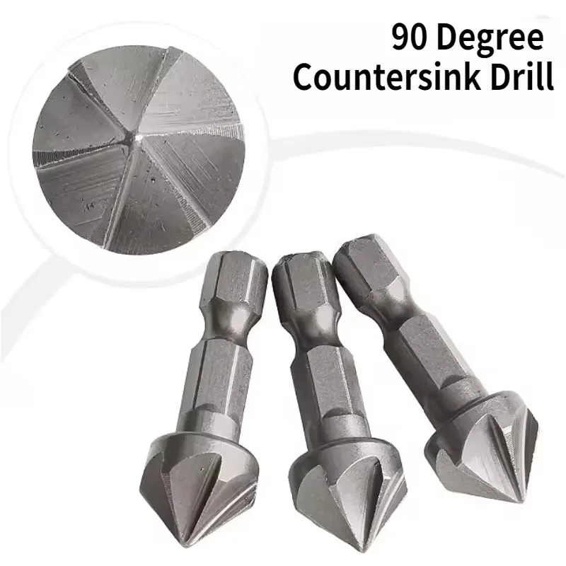 1/3/6PCS Hexagonal Shank Six-Blade Chamfering Tool Carbon Steel Sandblasting Knife Woodworking Hole Opener Countersink