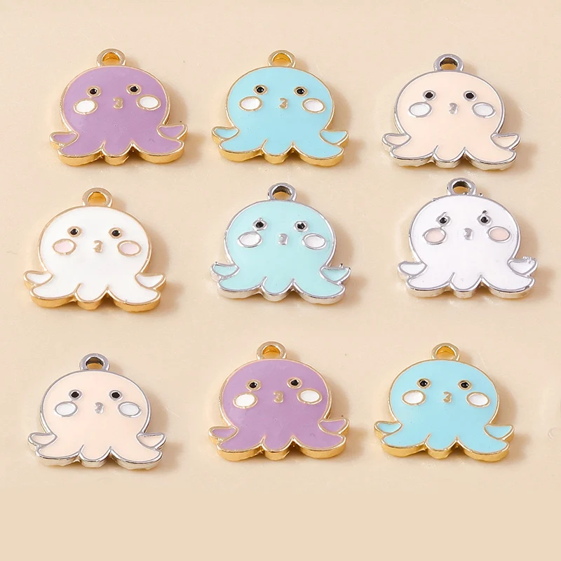 Leslie 10 Stück Cartoon Octopus Charms für Ohrringe Armband Halskette Tintenfisch Anhänger DIY handgemachte Schmuckherstellung Zubehör – Detail 10