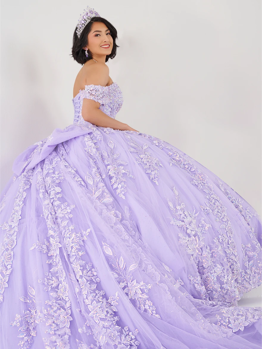 Vestido Quinceanera Lorencia azul lavanda, vestido de baile, apliques de beading, renda doce 16 15 anos, YQD121, 2024