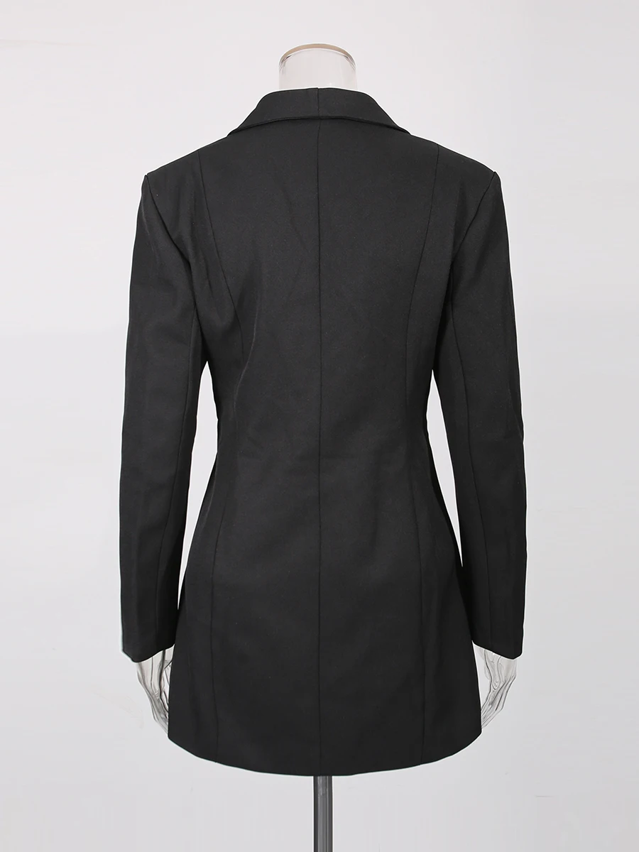 ROMISS الصلبة تقسم الزنانير شيك سترة الإناث التلبيب كم طويل التخسيس ضوء ناضجة المرأة السترات الخريف موضة جديدة