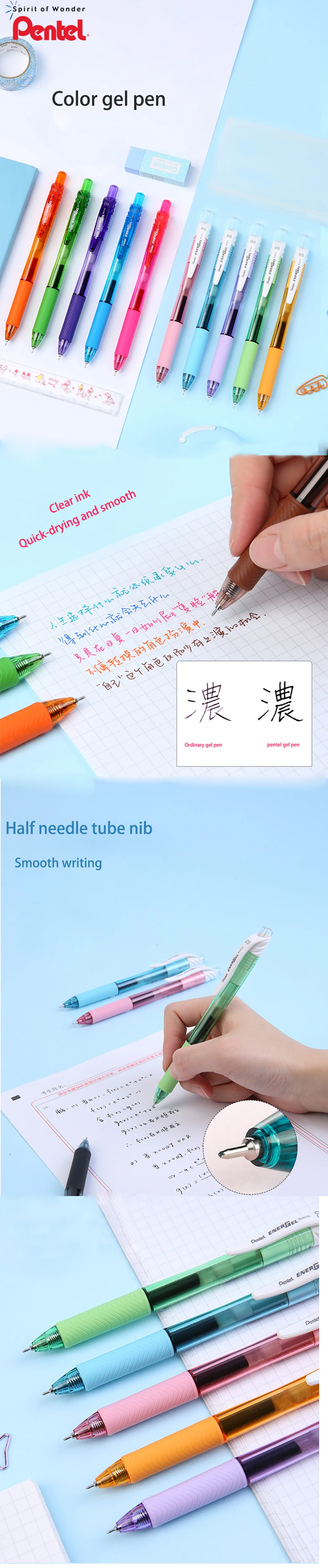 1 Stück Pentel Gel Stift Bln105 Nadelspitze Schreiben glatte schnell trocknende Farbe Tinte 0,5mm Test Büro Füll federhalter japanisches Briefpapier – Detail 6