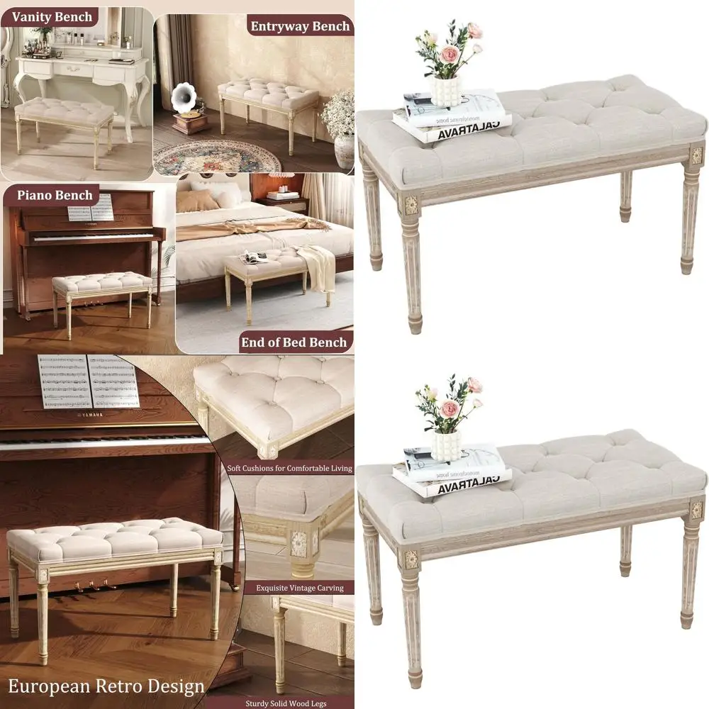 

Мягкая скамейка на пуговицах, Спальня, Гостиная, Столовая, Прихожая, Обувь, Туалетный столик, Бежевый