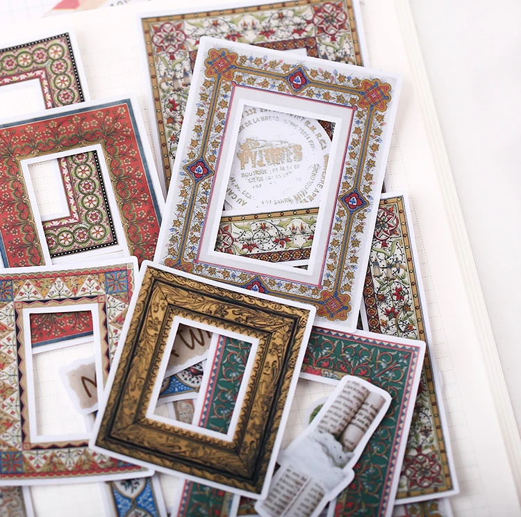 16pcs Retro photo frame Kids Fun Paper Stickers Homemade Bookkeeping Decals on Laptop / Decorative scrapbooking / DIY