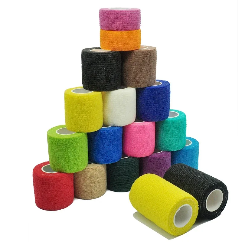 1/6/10pcs 4.8m Colorful Self Adhesive Elastic Bandage Tom's Hug Sports Knee Finger Ankle Palm Shoulder Athletic Wrap Tape Bands