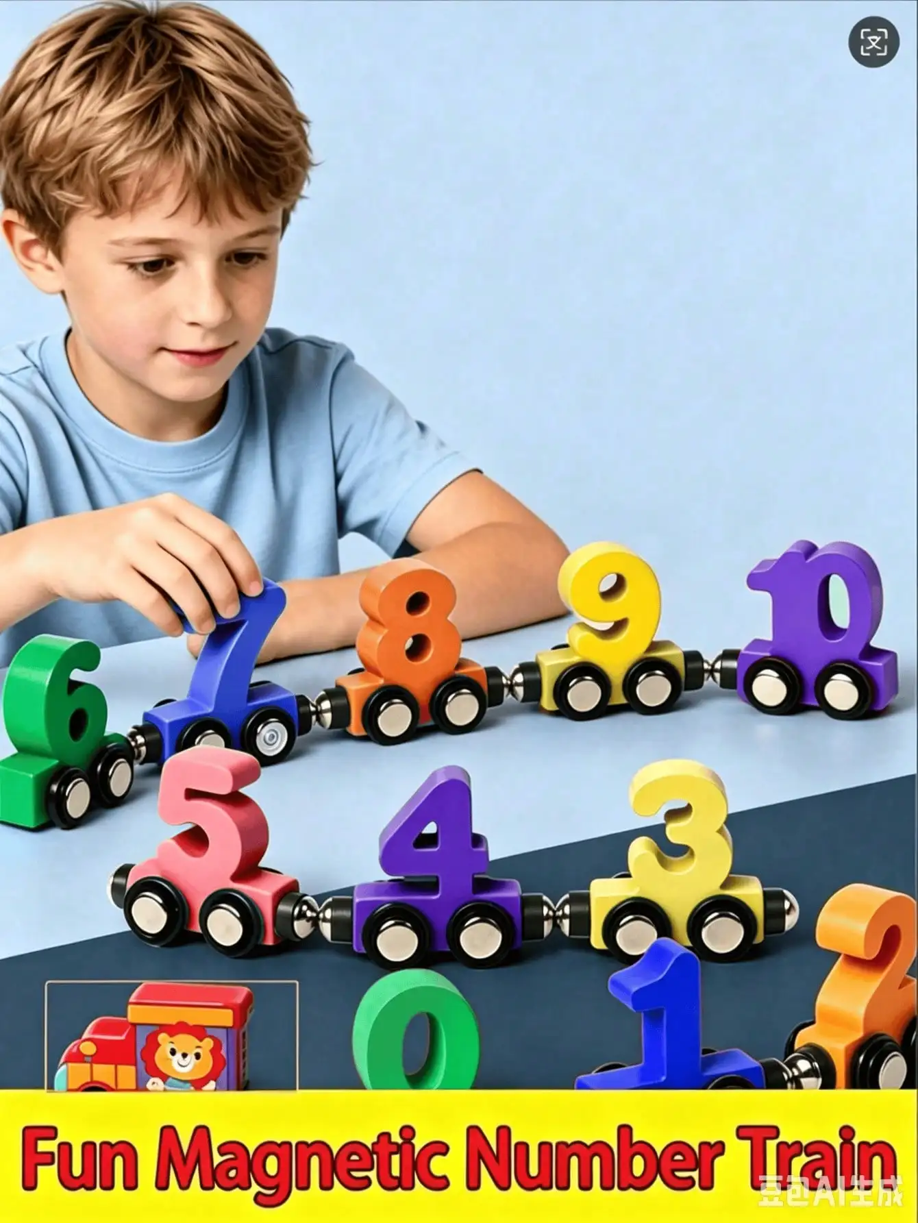 Magnetic Wooden Number Train Montessori Educational Toy For Kids Ages 3‑10, Safe Water‑Based Paint Wooden Train With Built‑In Magnets For Easy Assembly, Preschool Number Cognition Plaything To Develop Fine Motor Skills, Ideal Birthday