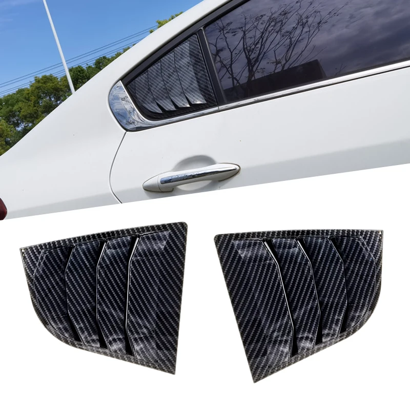 1 Pair Car Rear Left Right Side Window Vent Scoop Louver Cover Carbon Fiber Style Fit For Kia K3 Forte 2014 2015 2016 2017 2018