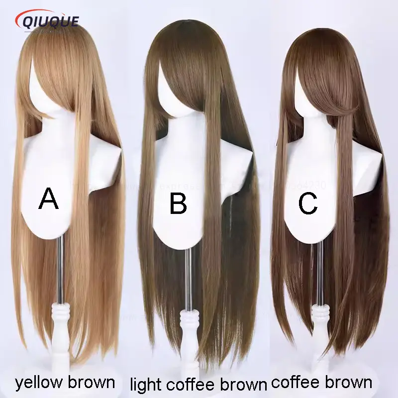 80 Colors 100cm Long Straight Cosplay Wig Anime Compatible Universal Omopinenet Heat Resistant Synthetic Hair Wigs + Wig Cap - Image 11