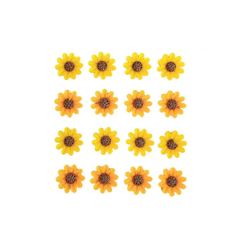 Décorations d'art d'ongle de tournesol simulé de Double couleurs 3D créatif petits breloques d'ongle de résine de tournesol frais pour les conceptions d'ongles de bricolage