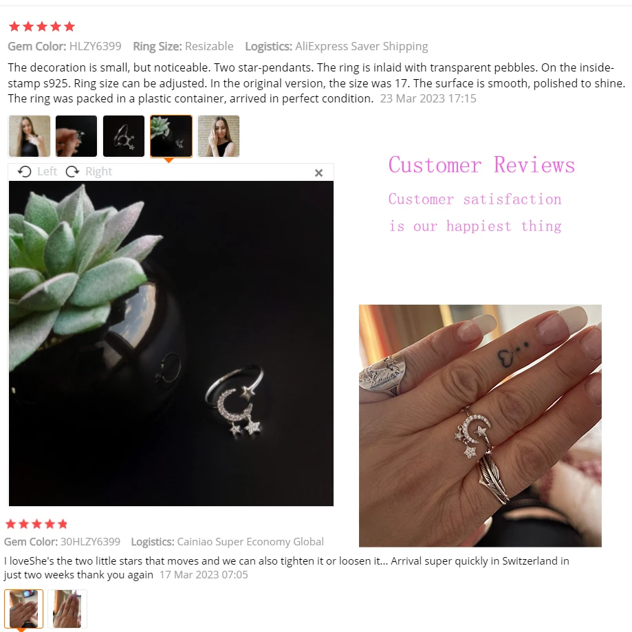 Women's 925 Sterling Silver Four-Pointed Star Zircon Ring