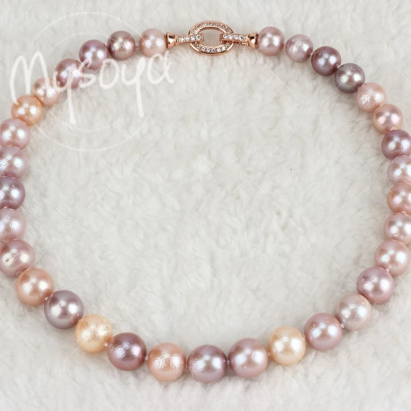 

MYSOYA 9-11mm Large Candy Color Edison Pearl Necklace, Suitable for Birthday/Wedding/Mother's Day/Father's Day Gift A1013