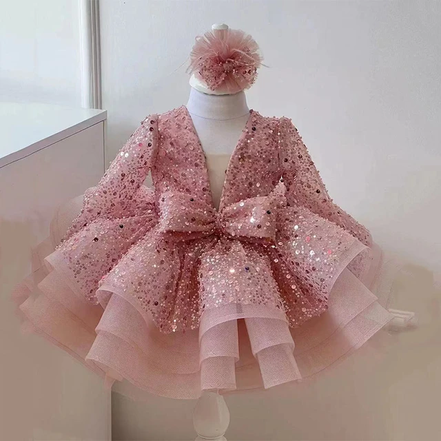 Elegant Latest Kids BirthaFrock Pink White Sequin Girls Children Birthday Party Wear Baby Princess Dresses For 1 to 15 Years Old AliExpress 1501