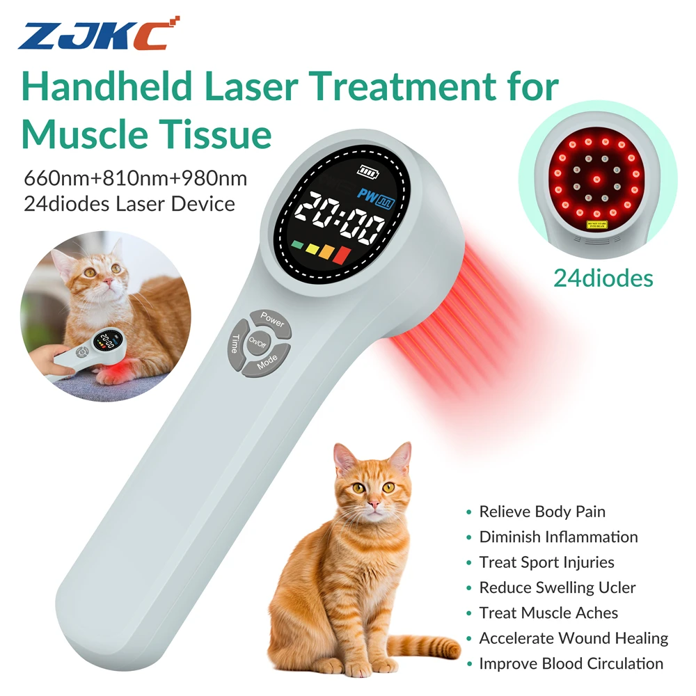 

ZJKC Portable Cold Laser Therapy Device for Pain Relief Treatment Dogs Cats Inflammation Wound Physiotherapy 980nm 810nm 660nm