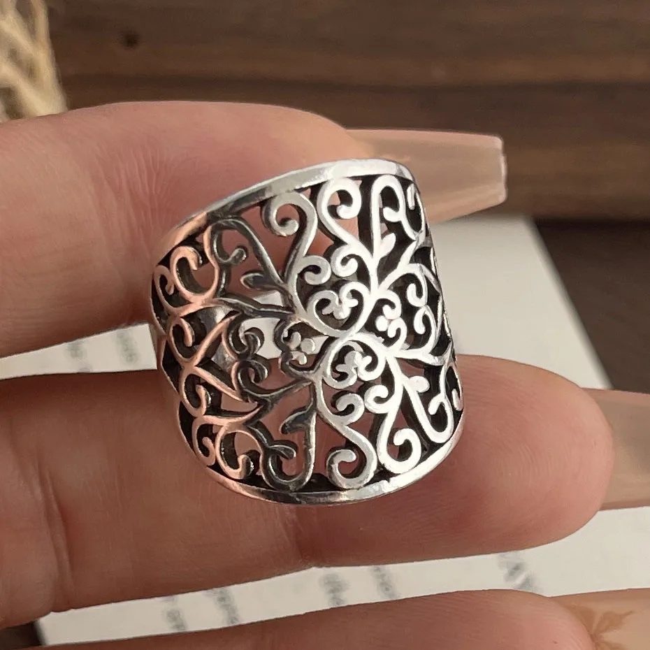 

Кольца из стерлингового серебра 925 пробы для женщин, пара, минималистичный ручной работы, простое кольцо с цветочным узором, ювелирные изделия, подарок, предотвращение аллергии