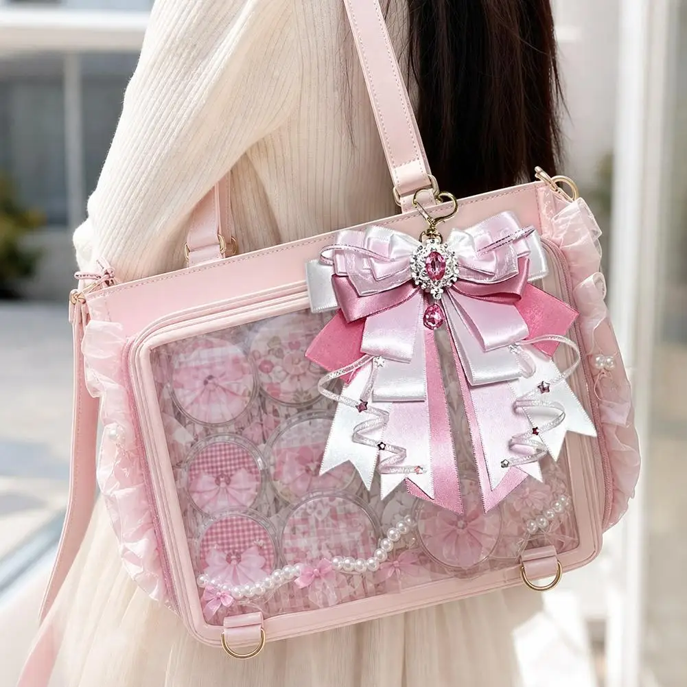 Lolita Ribbon Bow Itabag Decoration Pendant Handmade Satin Bowknot Charm For Anime Bag Accessories Girl Gift