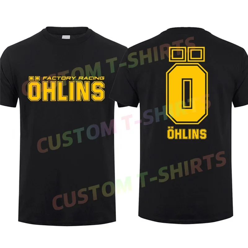 

2024 Summer 100% Cotton Men T Shirt Casual Ohlins Shock Suspension Car Motorcycle Sport Racing T-shirt Graphic S-3XL Cool Tee