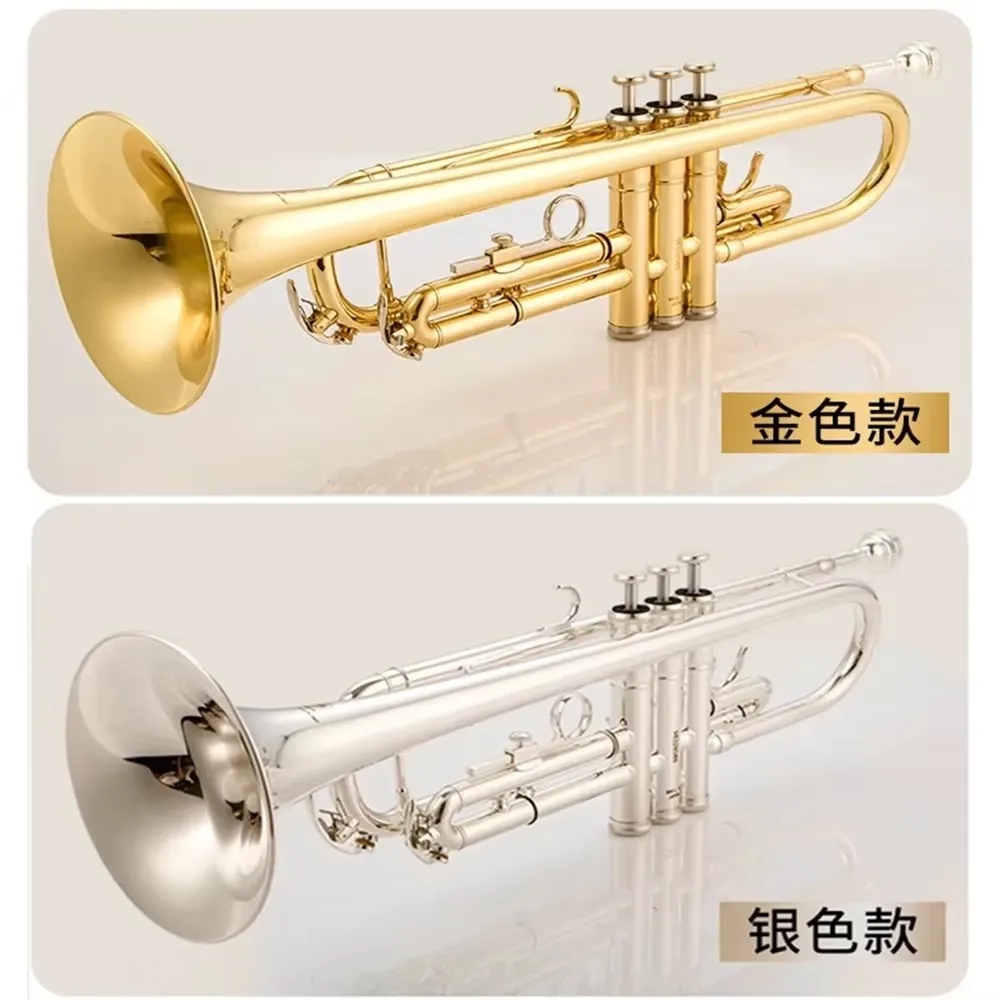 

1 pcs Trumpet instrument with silver plated/gold brass, concert complete set