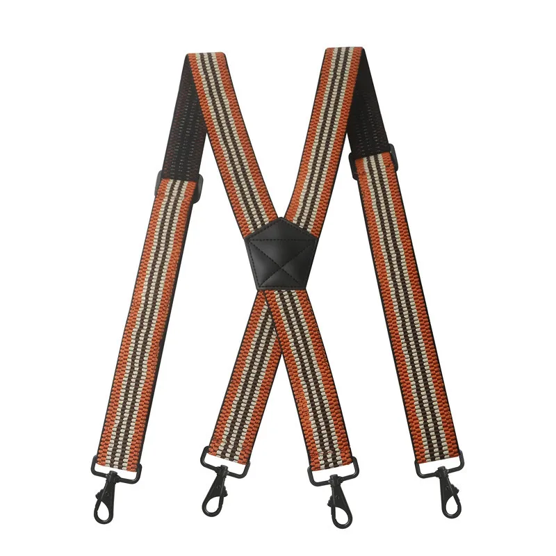 115cm Men's Heavy Duty Work Suspenders 3.7cm Width X-Shape With 4 Swivel Snap Hooks Adjustable Elastic Outdoor Trouser Braces