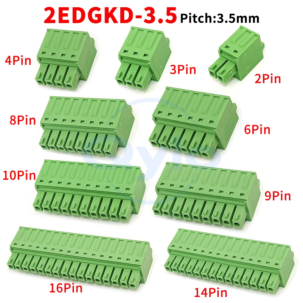 (1 pcs) KF 2EDGKD - 3.5mm 2P to 18P with push button, spring-loaded contact XK JM 15EDGKD 3.5mm screwless terminal block
