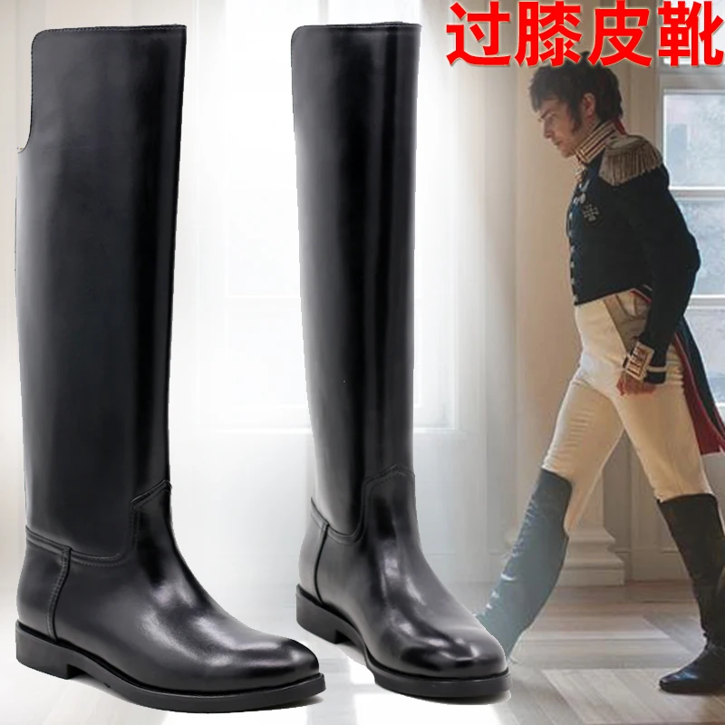 

Men's Over The Knee Genuine Leather cowhide lining, Full Grain Cowhide Equestrian cowh Riding Boots, Motorcycle Tall Long Boots