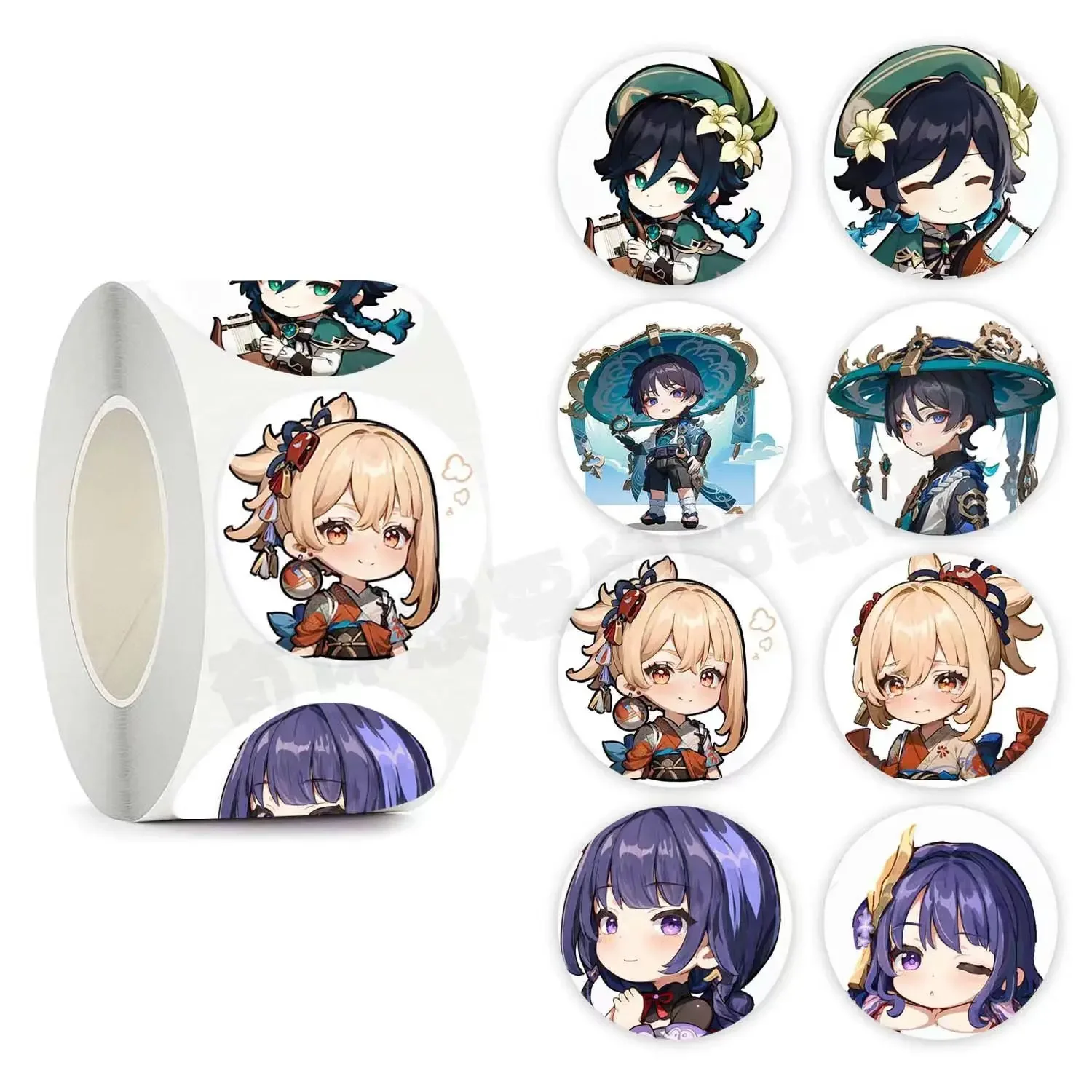 500 unids/set juego de pegatinas lindas de dibujos animados Zhongli Xiao Yae Miko Raiden Shogun Nahida Kamisato Ayaka Wanderer pegatina