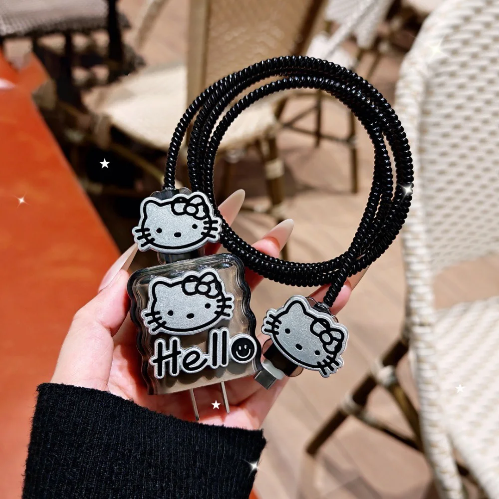

Kawaii Hello Kitty Защитный зарядный кабель для Iphone 18/20 Вт Защитный рукав для линии зарядного устройства Мультяшный USB-шнур для управления