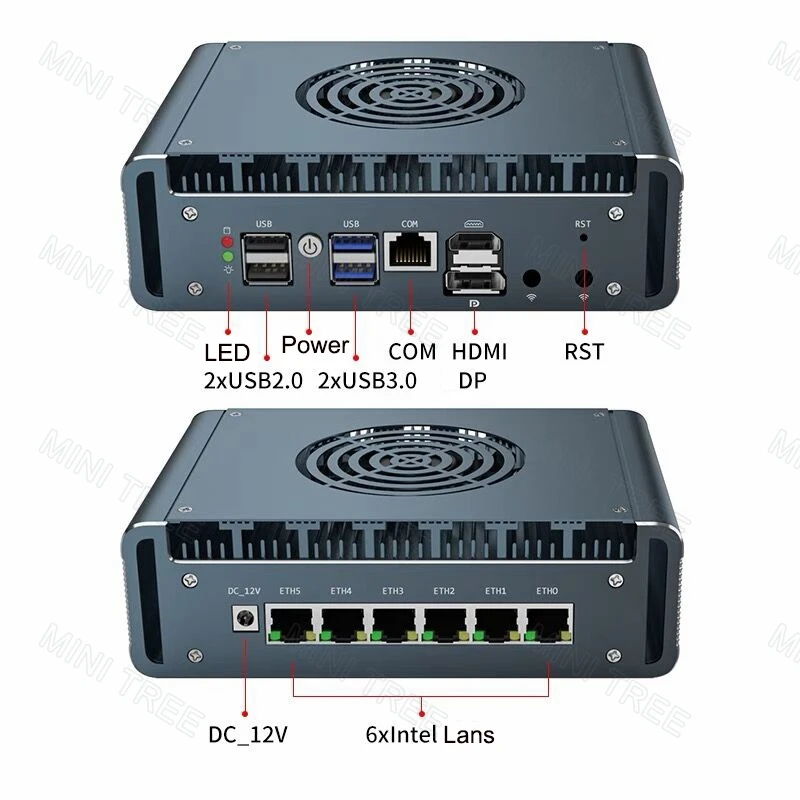 6x2.5G LAN 산업용 방화벽 미니 PC 코어 i7-13620H/i7-1265U/i5-1345U HD DP PfSense/OPNsense Proxmox 미니 호스트 엣지 AI 라우터