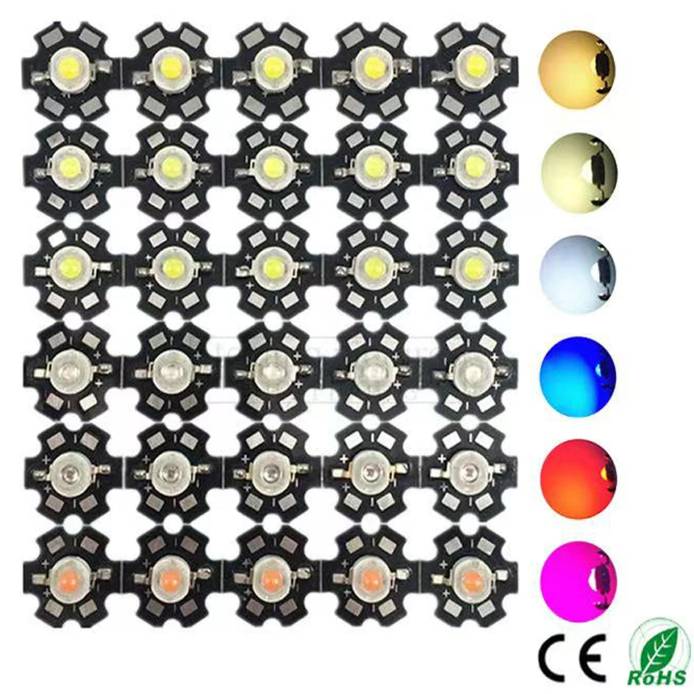 50pc 3W High Power Warm White Light With 20mm Star PCB Emitter LED 4 Gold Line COB Diodes Lamp Beads For Flashlight Bulb Home