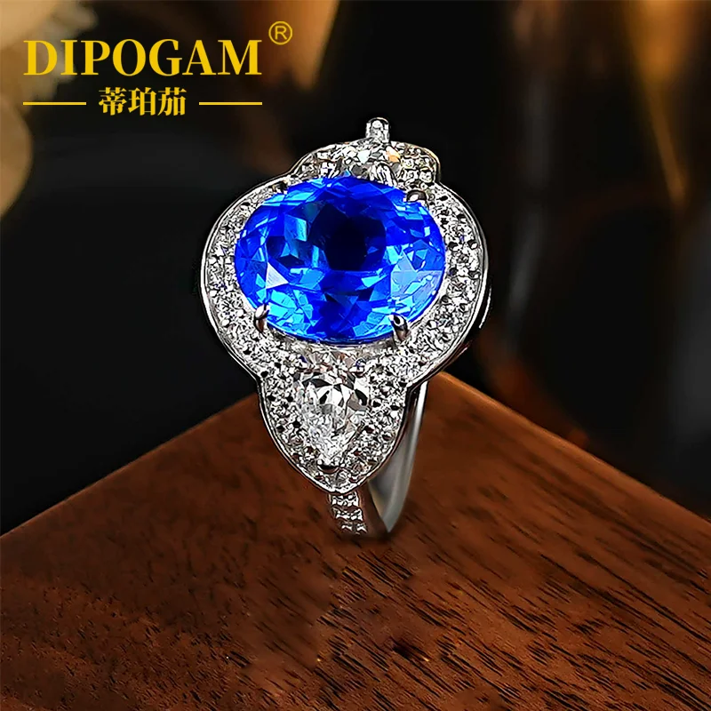 

5ct Cultivated Gemstone Ice Crystal Cut 925 Silver Ring Vintage High-End Eudite Blue Floral Design Jewelry Accessory