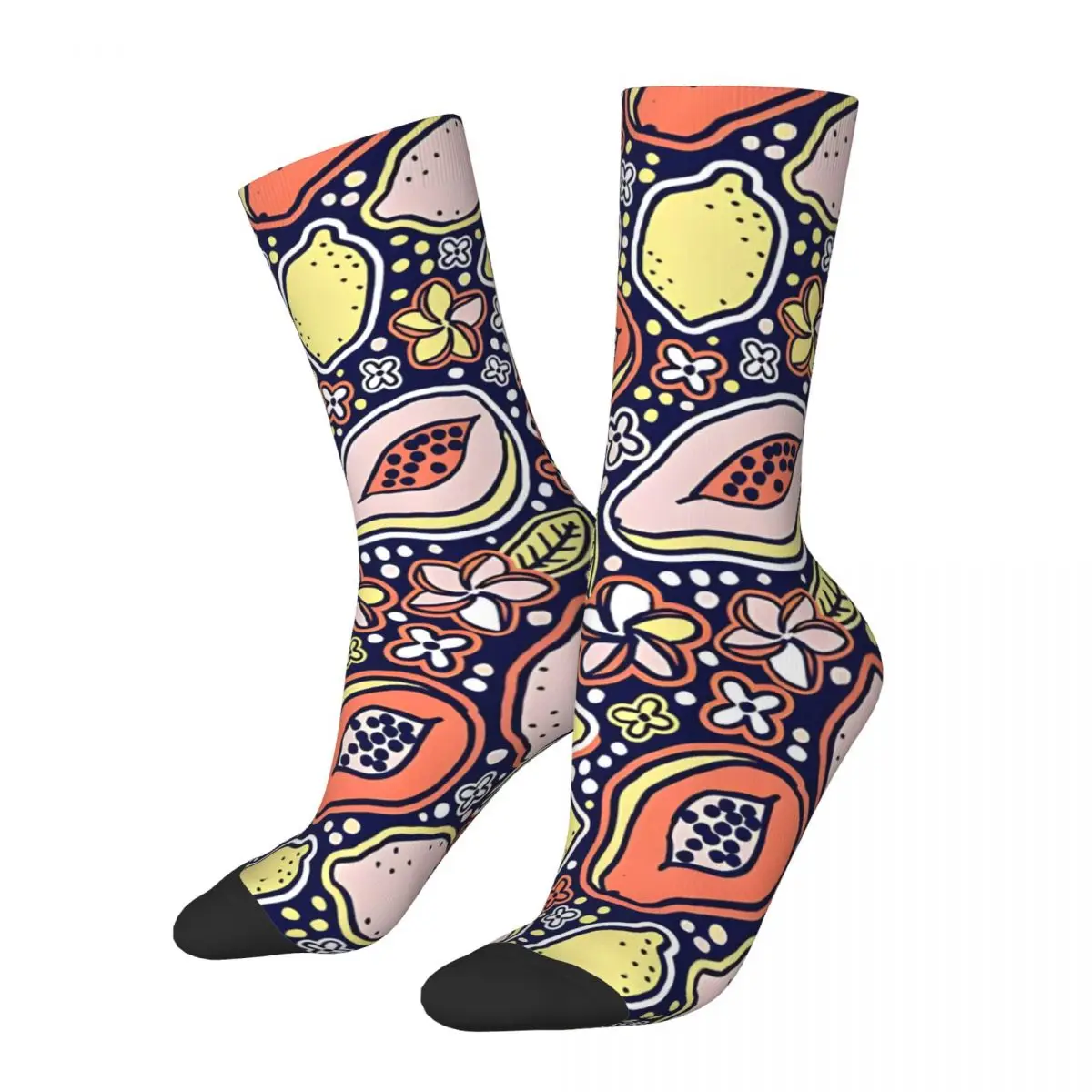 Bright Tropical Breakfast Fruit Men's Socks Retro Harajuku Street Style Novelty Pattern Crew Sock