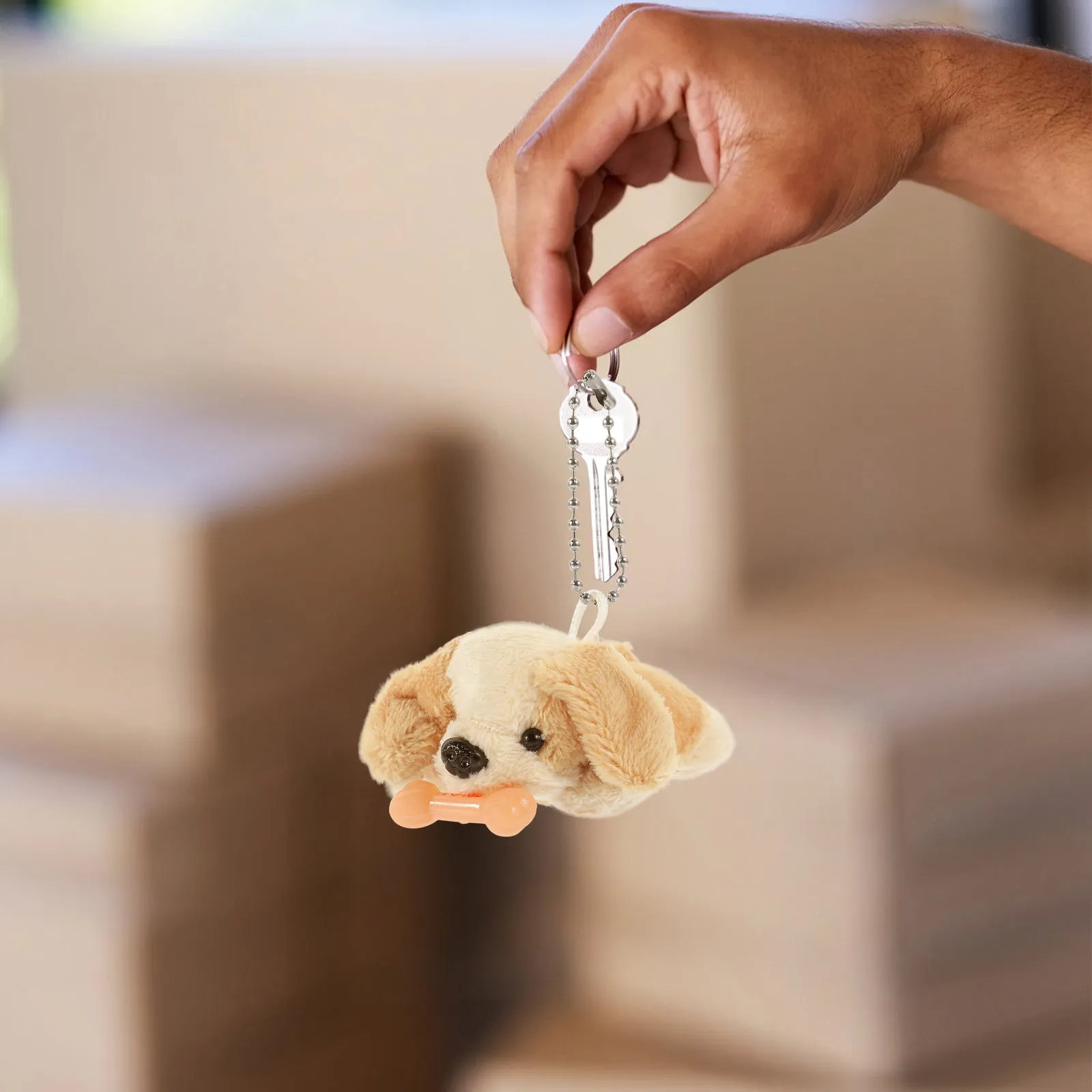 

Stuffed Dog Keychain Pendant Lightweight Portable Animal Shaped Keyring Charm for Bag Hanging Backpack Car Keys Organization