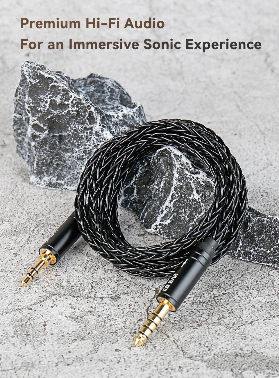 KBEAR AUX08 Plus 8-Kern Hochreines OFC Versilbertes Hi-Fi AUX-Kabel 3,5MM/2,5MM/4,4MM für Telefon/Computer zu Tragbarem Lautsprecher – Detail 4