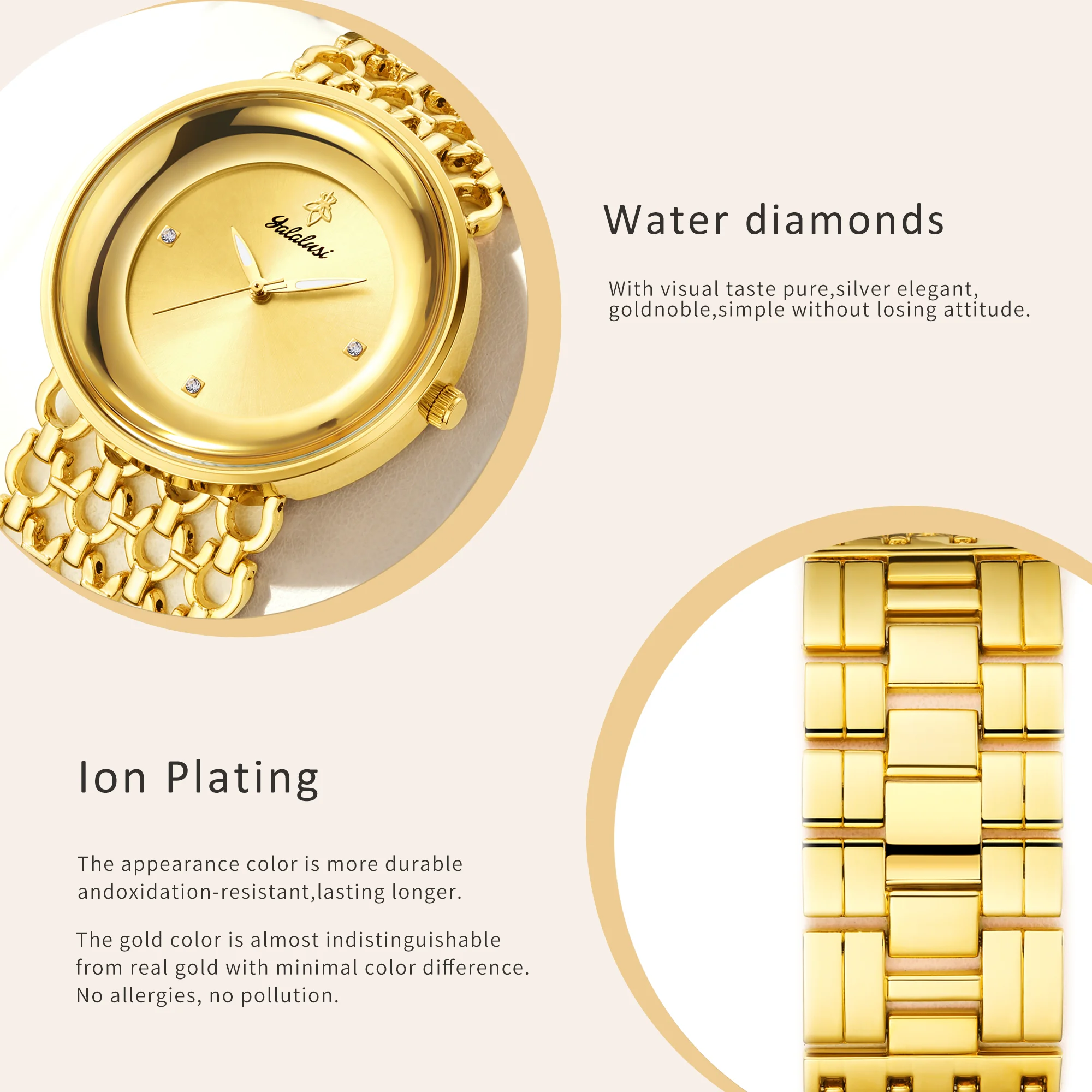 YaLaLuSi Old Money Luxury  Ladies Watch Oversized Curved Round Dial Hollow Fishnet Mesh Chain Bracelet Minimal Crystal Marker Elegant Office Quartz Wristwatch For Women view 4