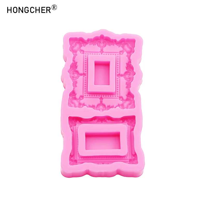 European Embossed Small Photo Frame Sculpture Chocolate Cake Dessert Decoration Silicone Mold DIY Resin Photo Frame Drip Molds - view 6