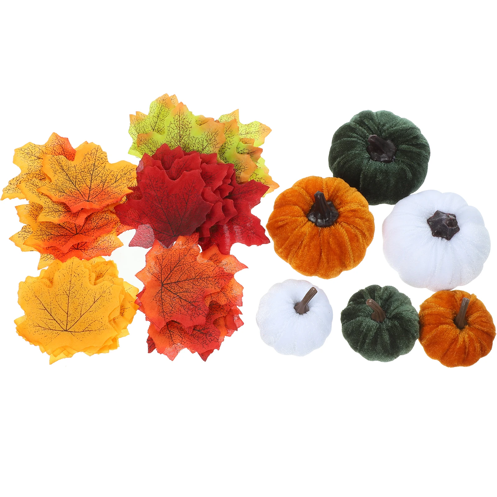 

1 set Pumpkin Maple Leaf Ornaments 5 5cm 8cm Military White Mixed Leaves Decor Thanksgiving Fall Simulation Desktop