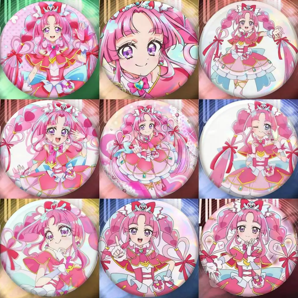 Mystique Cure Meitantei Precure Anime Badge Tinplate Meme Round Brooch for Hat Bag Creative Lapel Jewelry Accessories Gifts