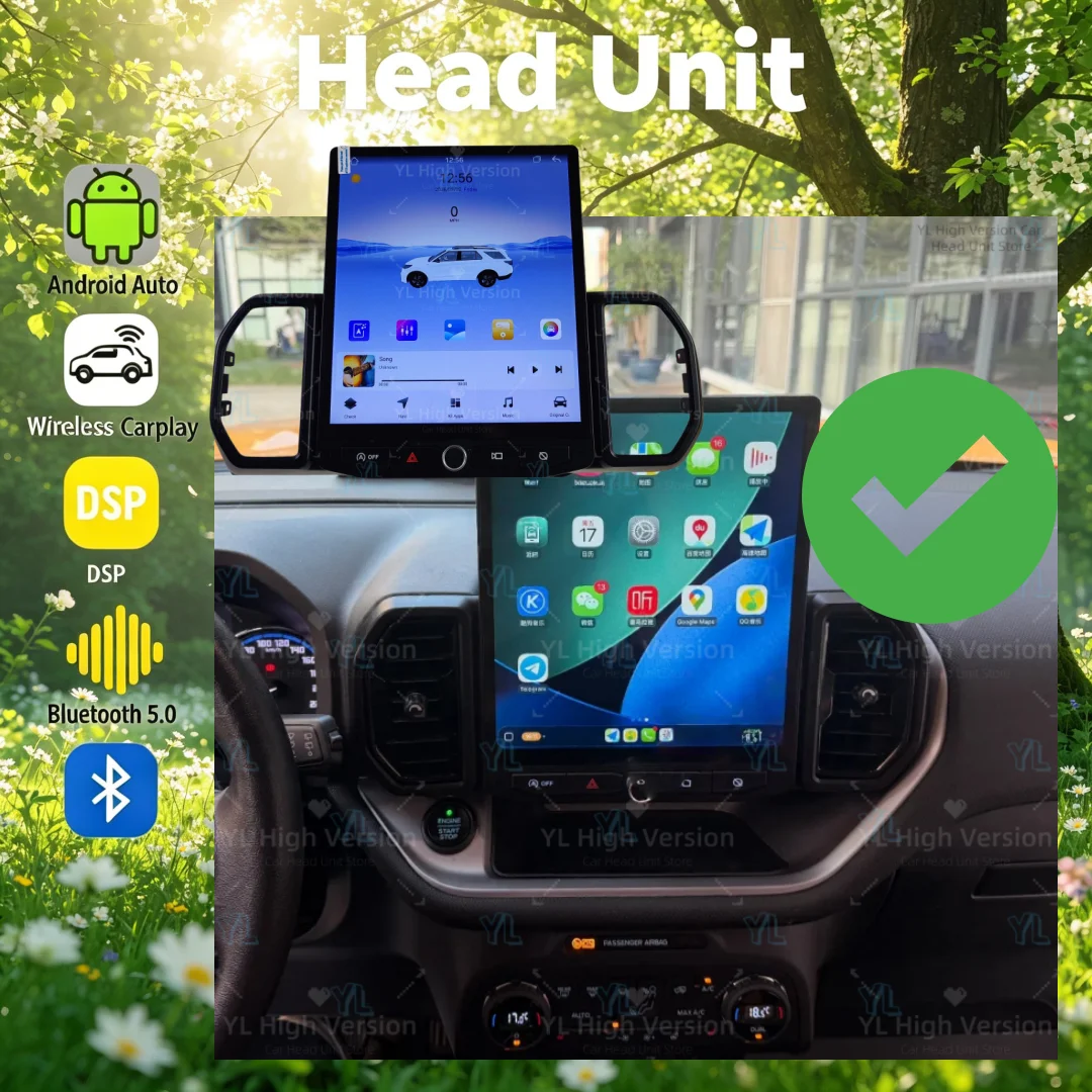 Car Radio Auto For Ford Bronco Sport 2021 2022-2025 Android 14 Multimedia Video Auto Stereo GPS Navigation Head Unit BT 5.0 DSP