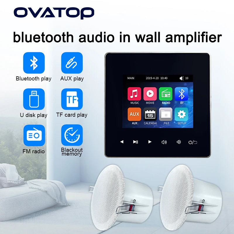 86A 2.8 Inch Mini Bluetooth Wall Amplifier Home Theater Sound System with Stereo Background Music Ceiling Speaker