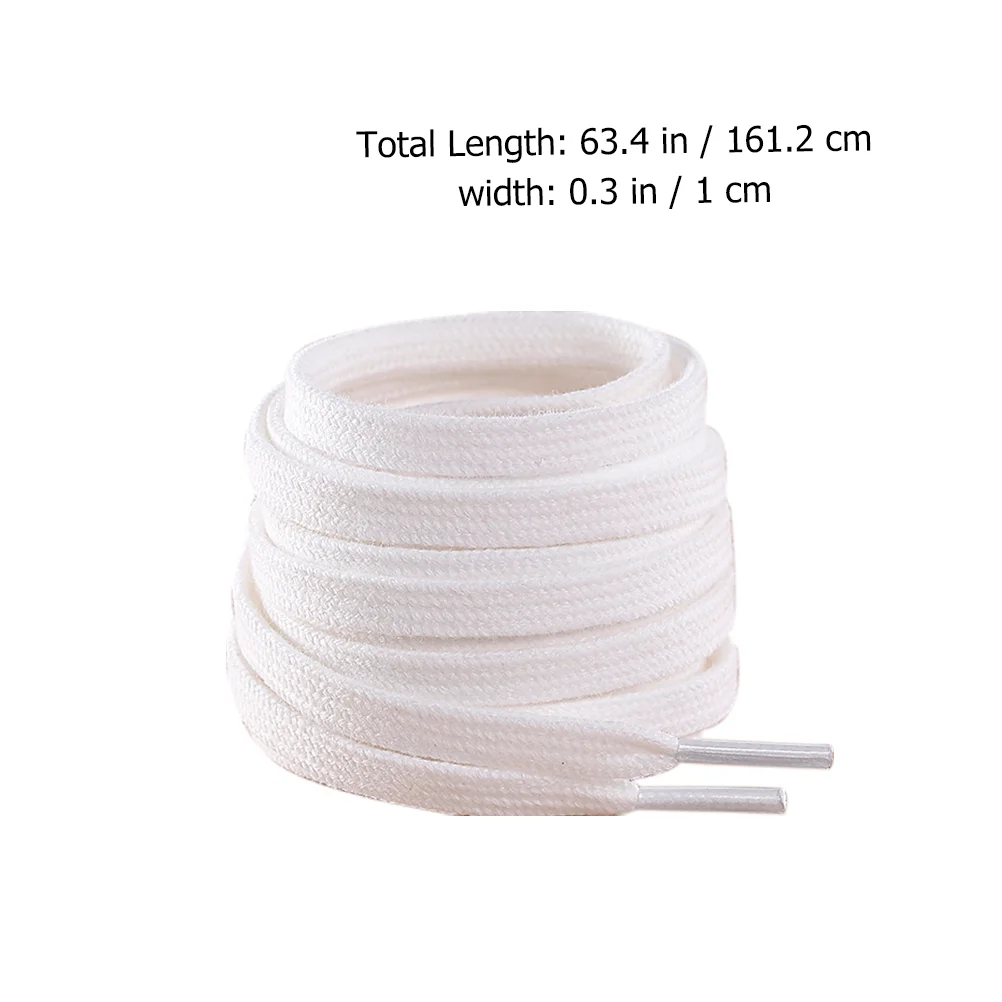 3 Pairs Pure Cotton Shoelaces Sneaker Strap Without Ties Accessories for Sneakers White Waxed Athletic Flat