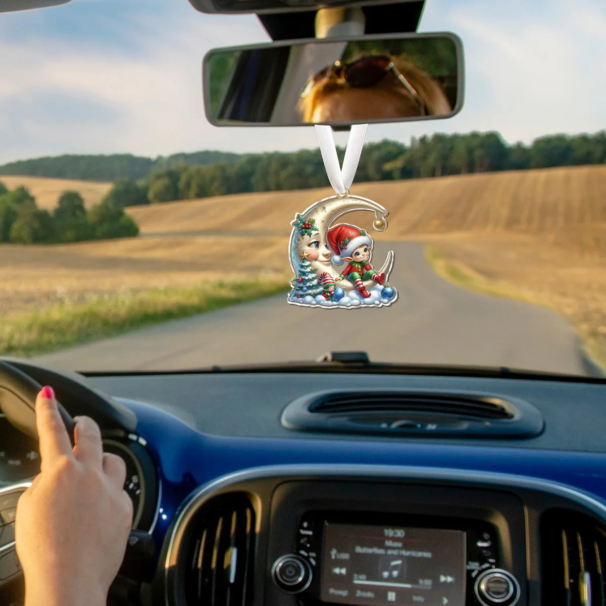 

1pc Christmas Hanging Decoration Acrylic Moon Cute Little Elf Ornament Door Party Car Home Xmas Tree Decor 2026 New Year