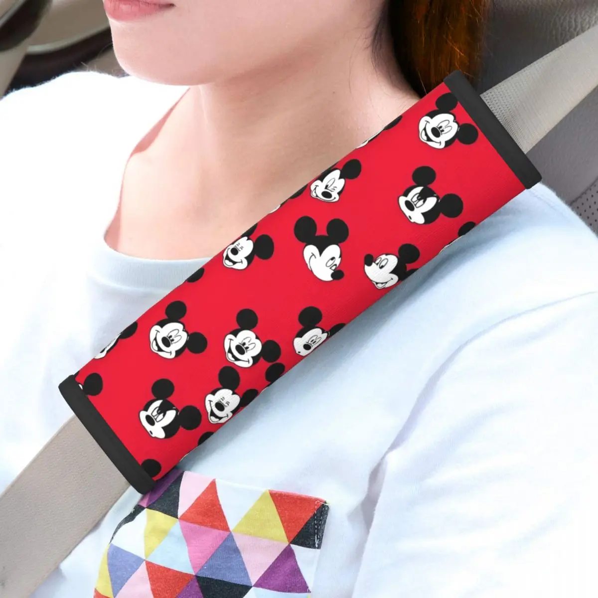 Disney Mickey Mouse Minnie Fit Seatbelt Cover for Car Truck Seat Belt Shoulder Pad 2 Pack Straps Neck Cushion Backpack