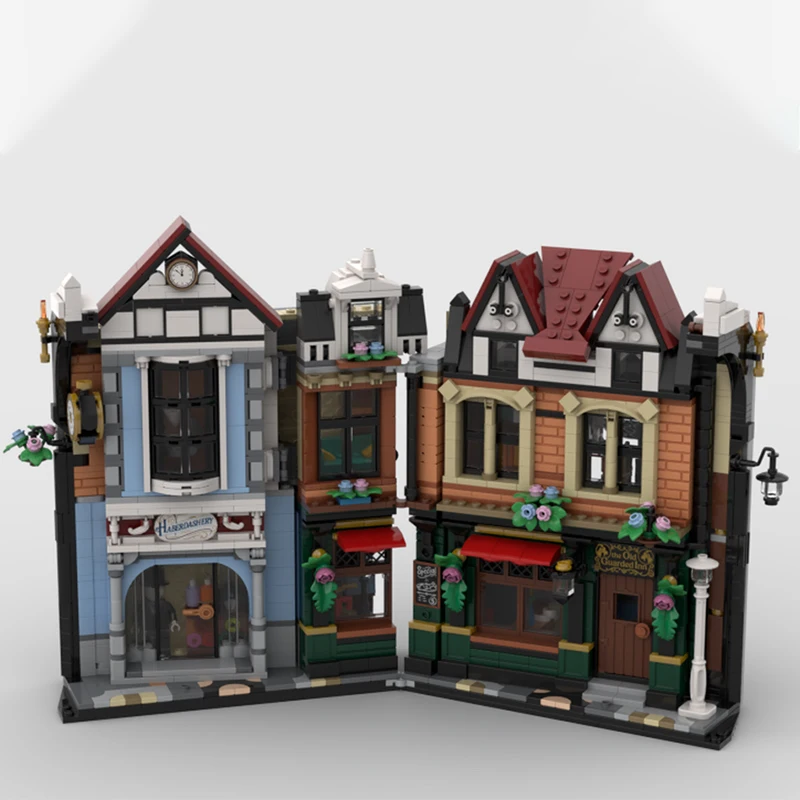 

1802PCS Tudor Book Nook MOC Building Blocks with Mini Antique Books Elegant Study Model