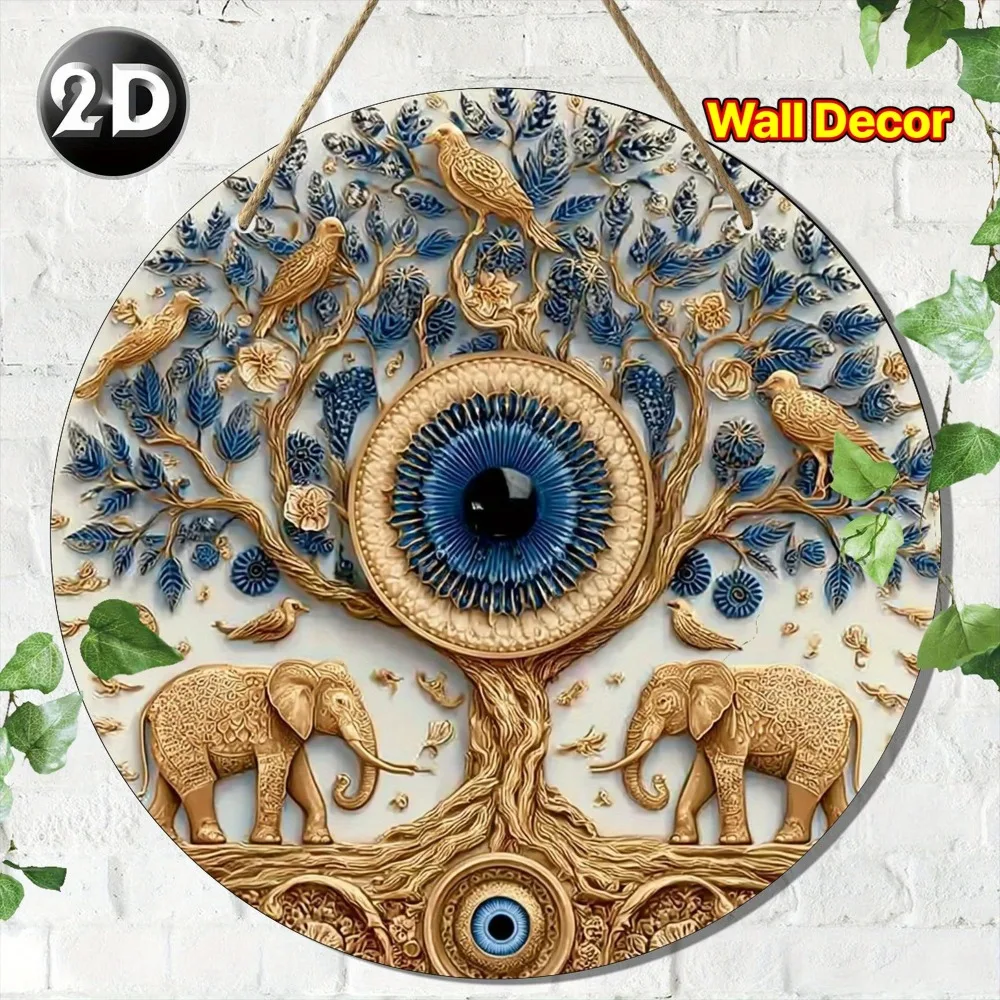 Vintage Tree of Life Aluminum Wall Art 8 Inch Waterproof Durable Decor for Home Kitchen Studio Cafe Farmhouse Bedroom