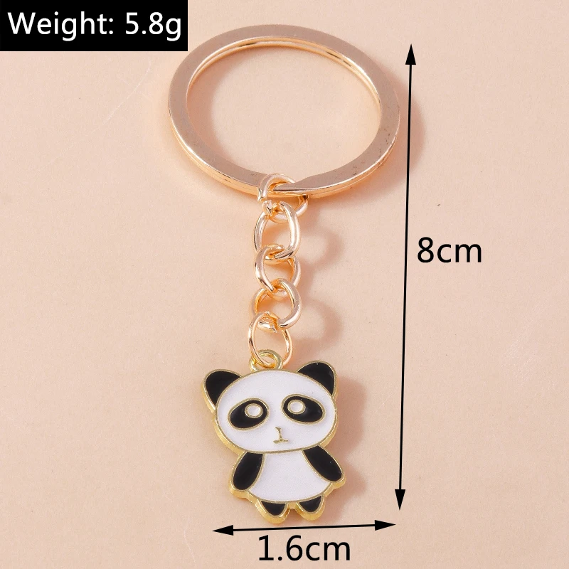 Niedliche Emaille Panda Schlüssel bund Katze Schlüssel ring Anhänger für Auto Schlüssel halter Frauen Mädchen Handtasche Zubehör DIY Schmuck Geschenke – Detail 7